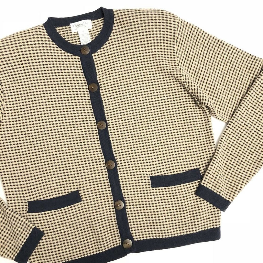 Vntg Christian Dior Button Up Cardigan, Lambswool